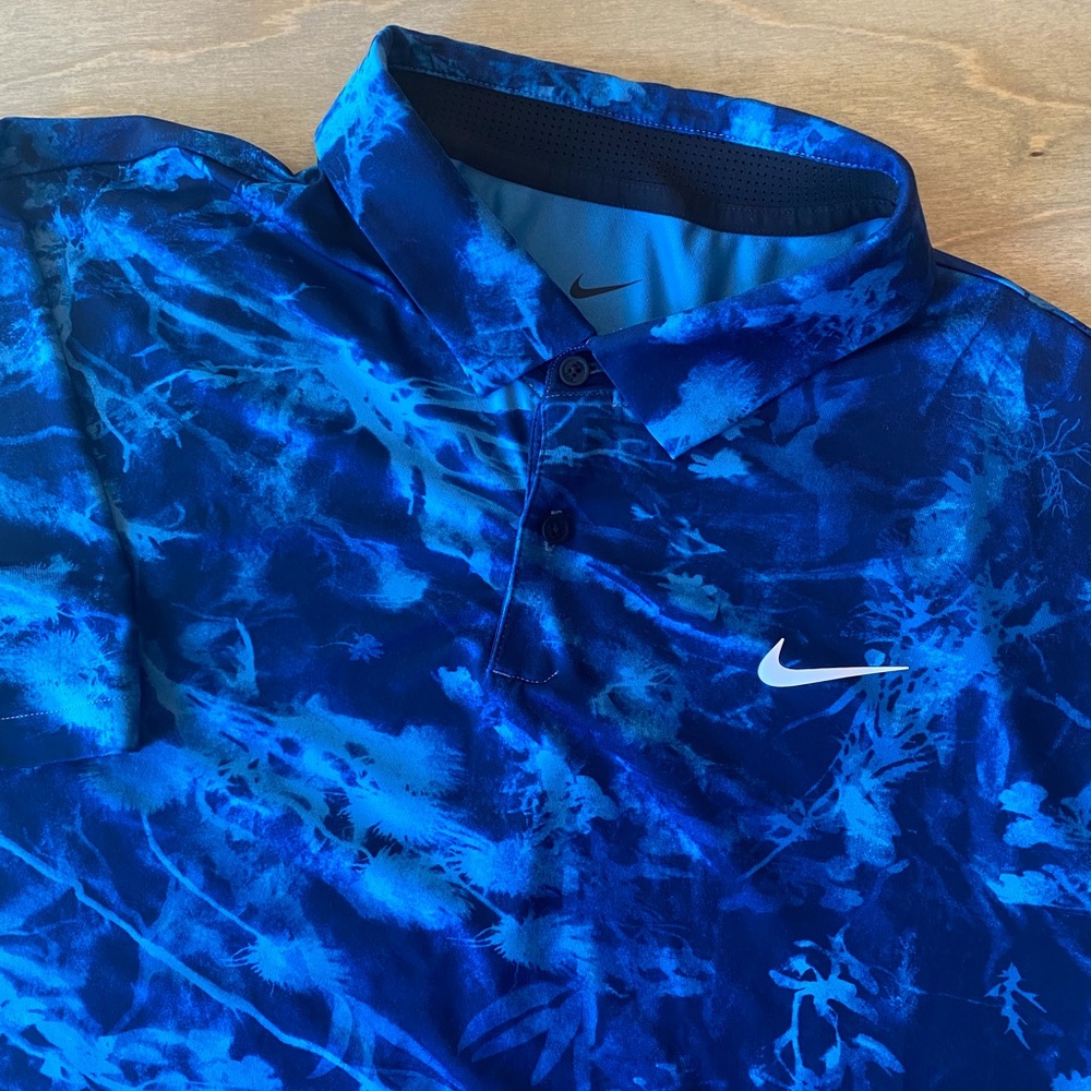Nike Blue Patterned Polo Shirt